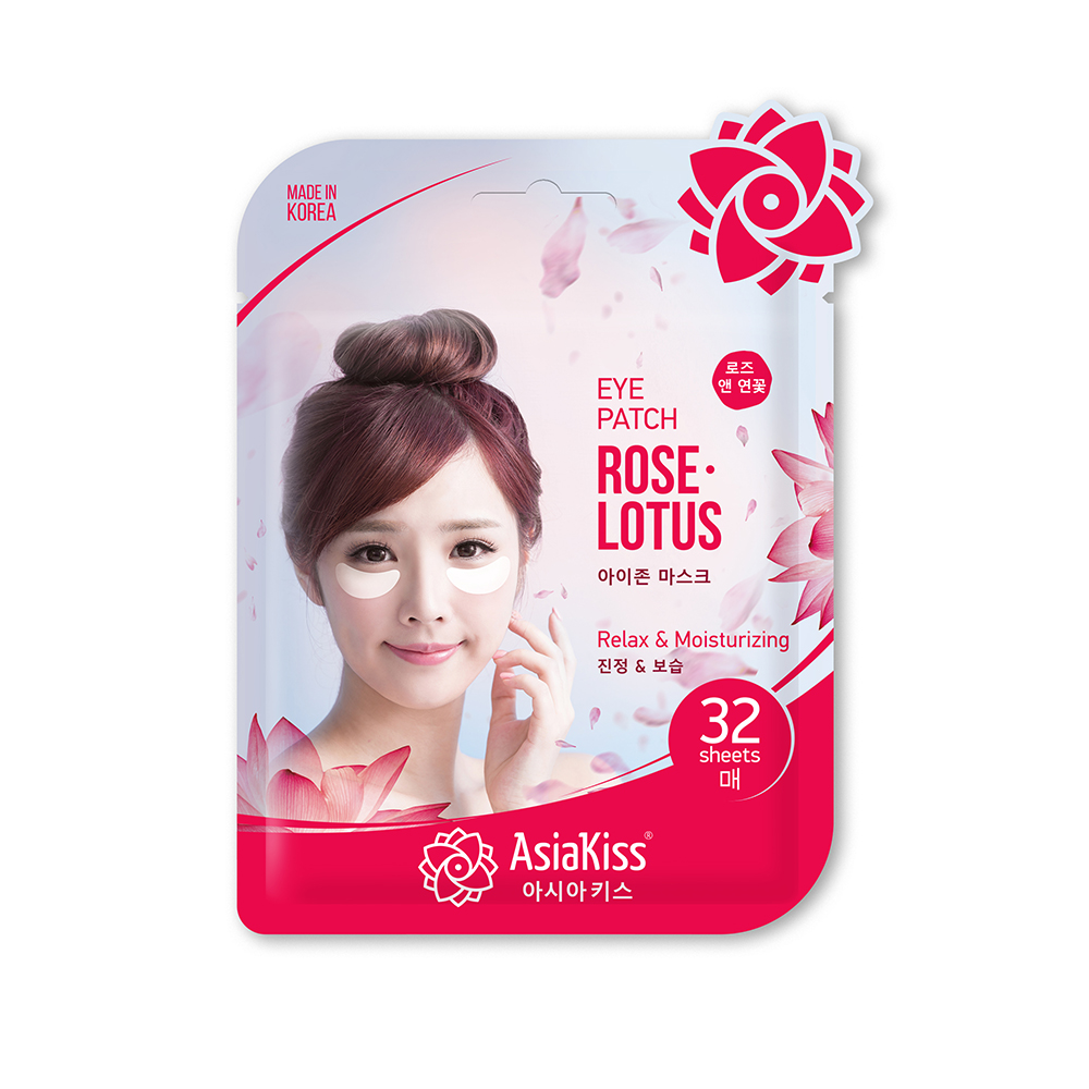 [AsiaKiss] Rose and lotus eye zone - Патчи для области под глазами с экстрактом розы и лотоса, 32 шт