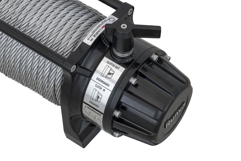 Лебёдка автомобильная электрическая 12V Runva 12500 lbs 5670 кг влагозащищенная, стальной трос