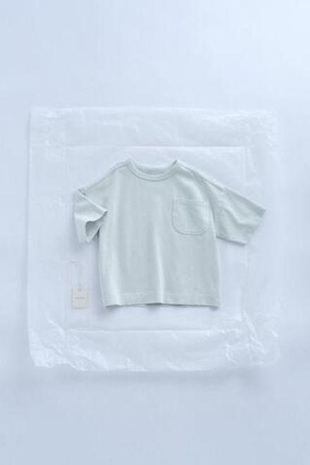 ZARA ФУТБОЛКА В СТИЛЕ РУСТИК С КАРМАНОМ — TIMELESZ, ГОЛУБОЙ