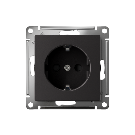 Розетка AtlasDesign 16А с заземл. защ. шторки быстрозажим. клем. механизм карбон SE ATN001045S