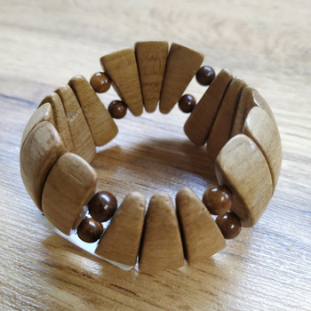 Браслет Волна с шариком, дерево, цвет темно-коричневый, ширина 28 мм
