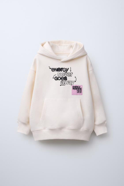 ZARA ХУДИ С ПРИНТОМ «ГРАФФИТИ», ЭКРЮ