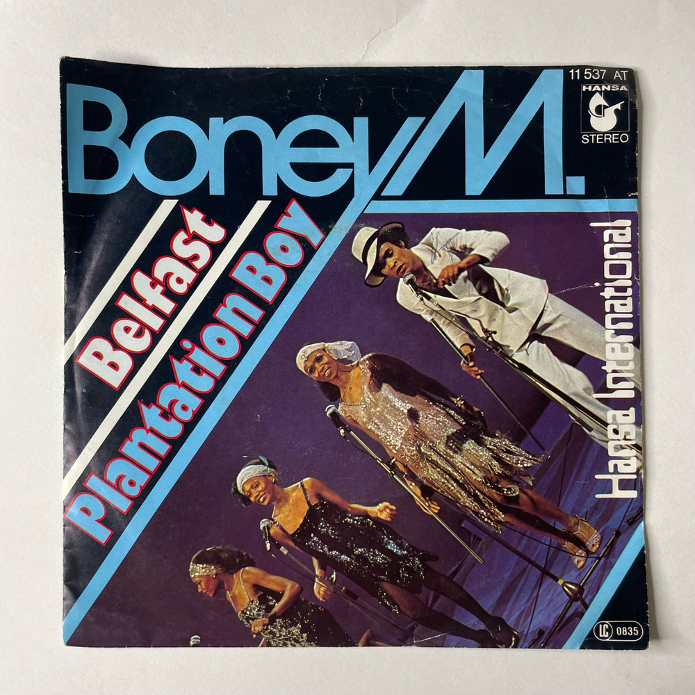 Винтажная виниловая пластинка 7 дюймов (маленькая пластинка) Boney M. Belfast / Plantation Boy (Германия 1977)