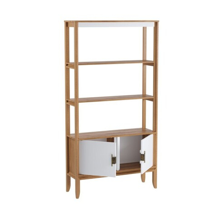 Стеллаж «Бридж» сквозной широкий с 2 дверями браун/белый лак