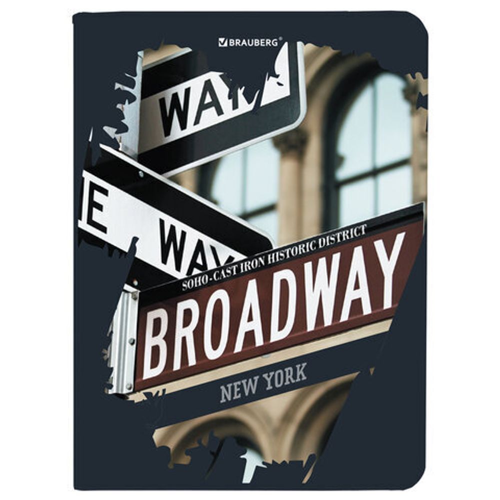 Блокнот с резинкой в клетку 96 л., МАЛЫЙ ФОРМАТ А6 (109х148 мм), твердая обложка, BRAUBERG, "Broadway", 113739