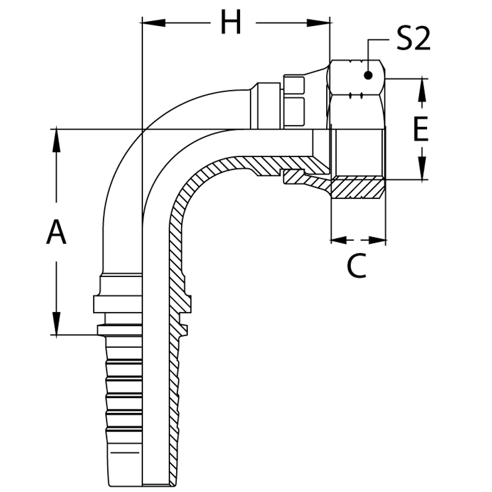 Фитинг DN 16 JIC (Г) 7/8 (90)