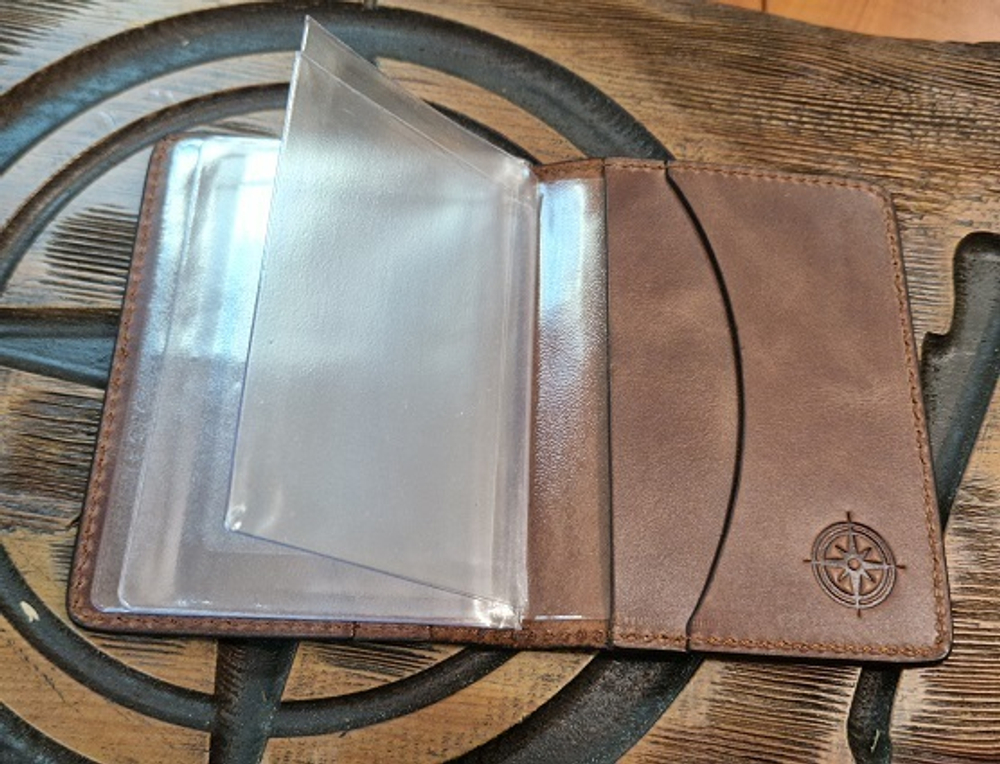 Обложка PRIVAL для автодокументов  из натуральной кожи (цвет коричневый)