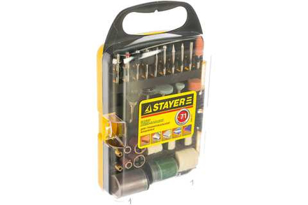 Набор мини насадок STAYER "MASTER" для гравировальных машин, 71 предмет, пластиковый кейс