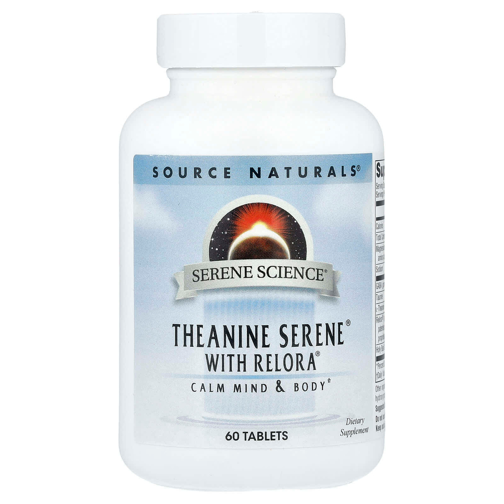 Source Naturals, Serene Science, Theanine Seren, теанин с комплексом Relora, 60 таблеток