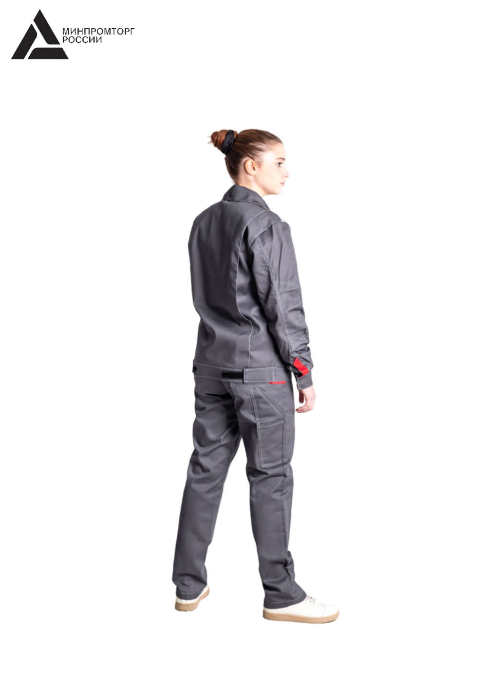 Костюм женский летний «КАМА» (куртка+брюки) цв.темно-серый/светло-серый