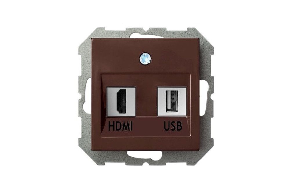 Розетка HDMI и USB для Передачи Данных Коричневая LIREGUS EPSILON