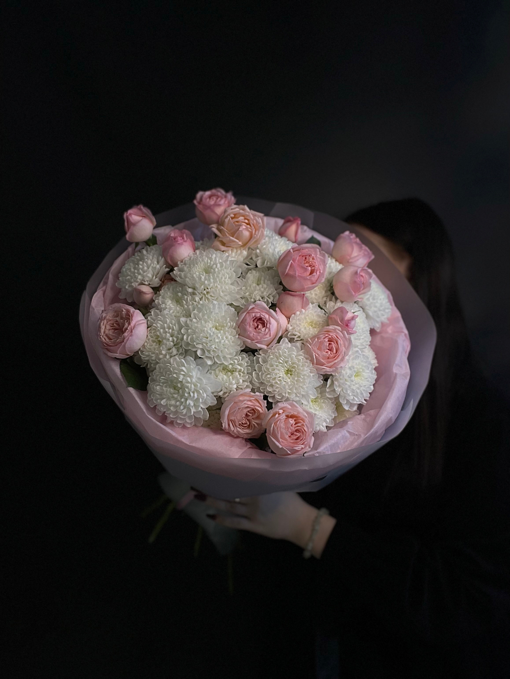 Букет Хризантема с Кустовой розой