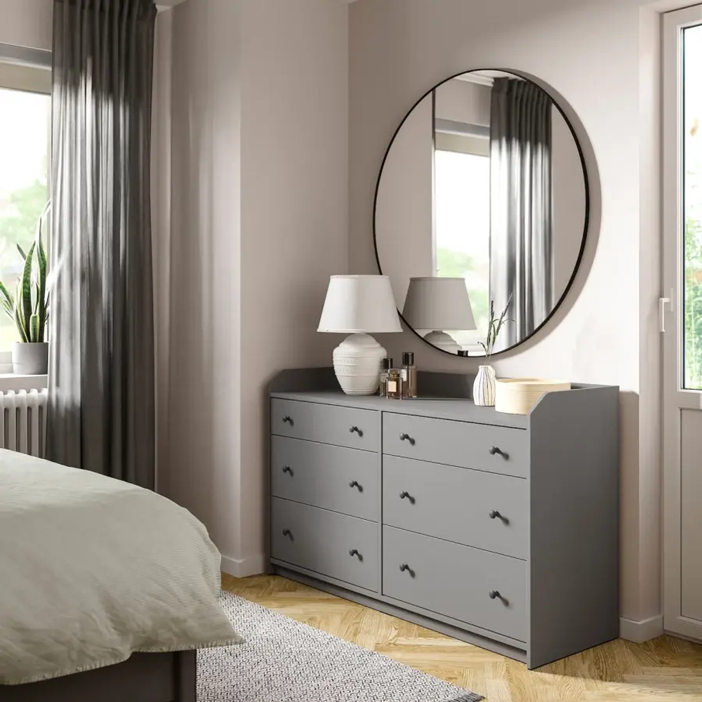 Комод с 6 ящиками - IKEA HAUGA, 138x84 см, серый ХАУГА ИКЕА