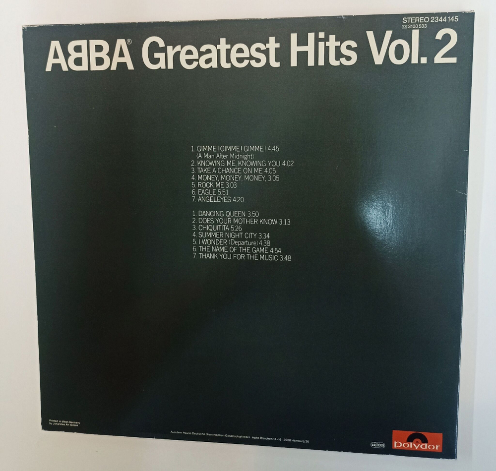 Винтажная виниловая пластинка LP Сборник ABBA Greatest Hits Vol. 2 (Germany 1979)