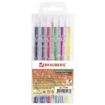 Набор гелевых ручек 6цв. Brauberg  Jet, 0,7мм, прозрачный корпус