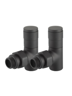 Набор дизайн-вентилей Royal Thermo PIANO, угловой (черный) 1/2"