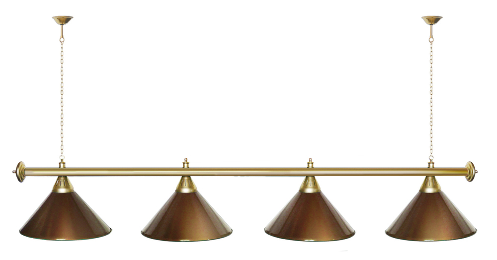 Лампа STARTBILLIARDS 4 пл. (плафоны зеленые,штанга зеленая,фурнитура золото)