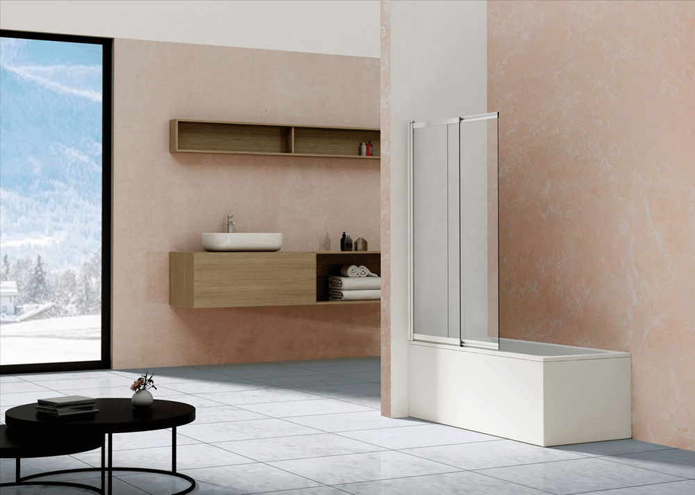 Душевая шторка на ванну VSB-1E100CL, 1000*1450, хром, стекло прозрачное
