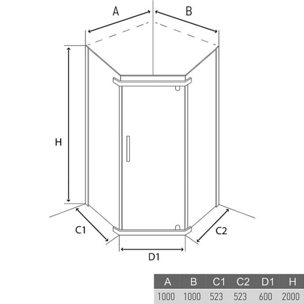 ДУШЕВОЙ УГОЛОК ALEX BAITLER AB215-100 1000x1000x2000