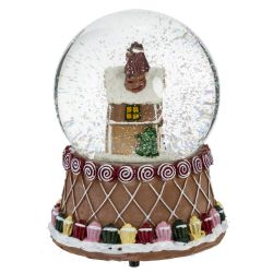 GAEM Фигурка декор в стекл шаре "Пряник" (подсв, муз, вьюга, AAAх3 н/п), D 9.5 см, L10,5 W10,5 H15 см