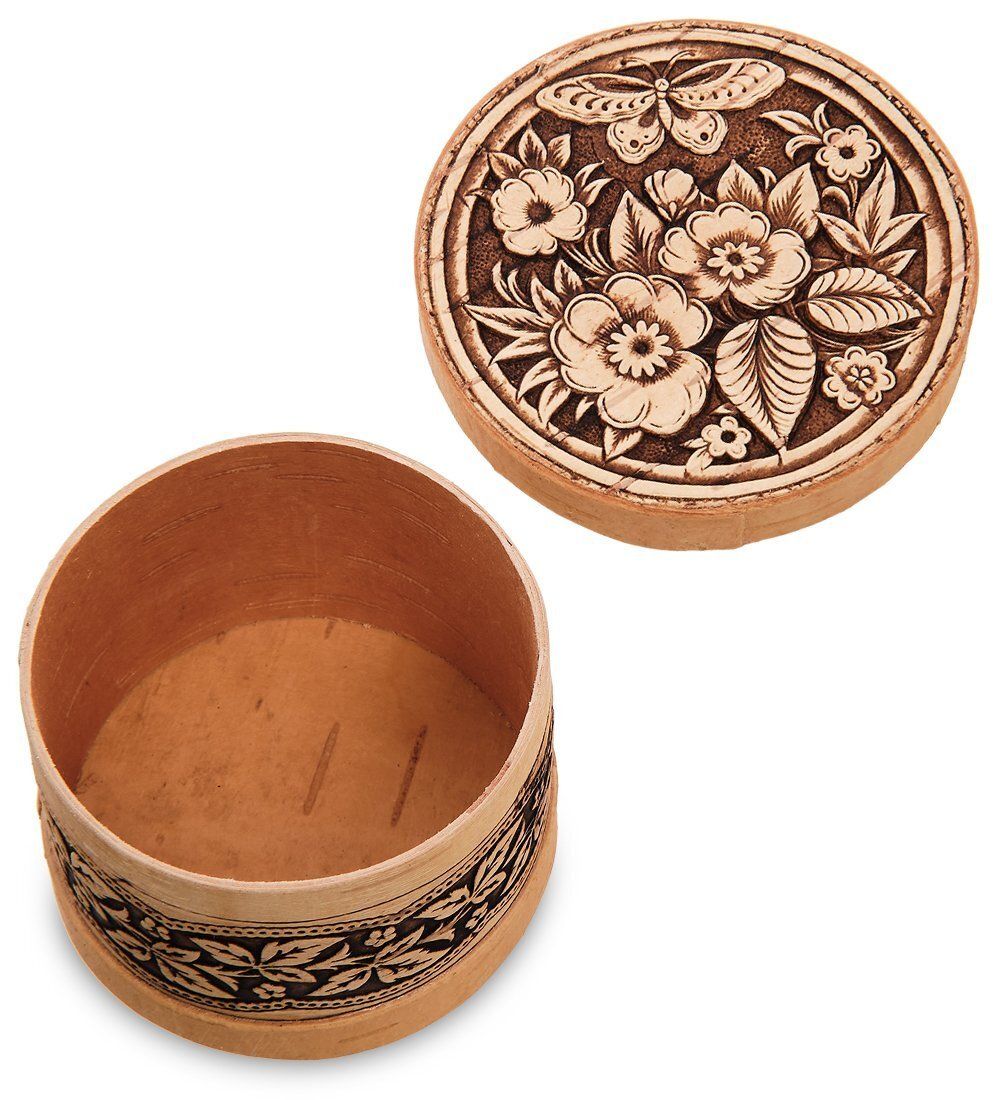 Народные промыслы BST-313/ 4 Шкатулка «Бабочка» (береста)