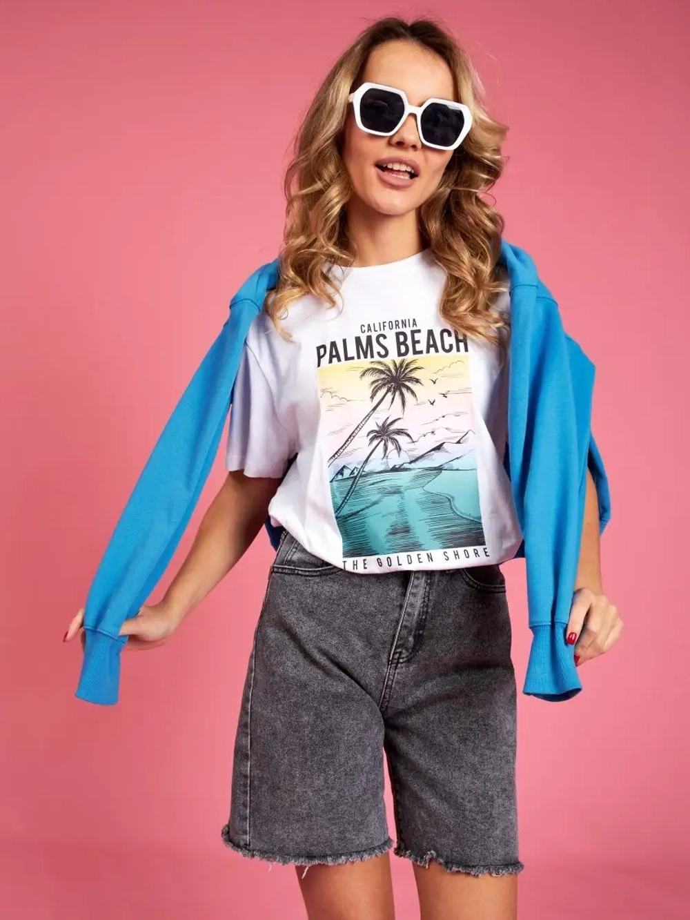 Футболка белая базовая с принтом лето 2023 большие размеры