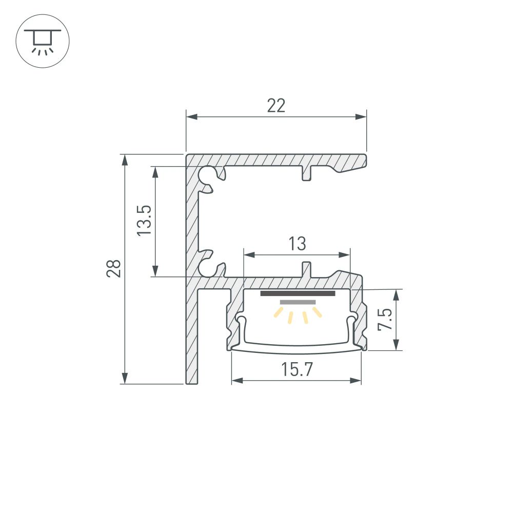 Профиль WALL-2228-2000 ANOD (Arlight, Алюминий) 050466