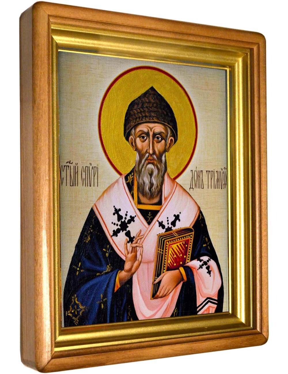 Спиридон Тримифунтский. Рукописная икона холсте.