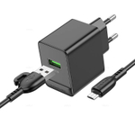 Сетевой адаптер питания BOROFONE BAS12A QC 3.0 + кабель Micro (черный)