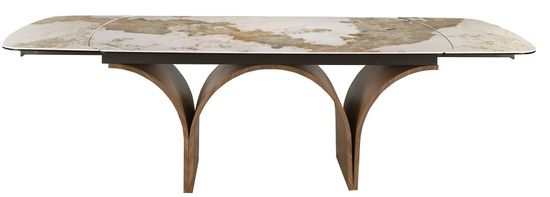 Раздвижной стол 1156 из керамики с эффектом мрамора и стали с отделкой под орех Испания 180х100