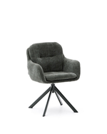 Lexa Вращающееся кресло из зеленого шенилла и стальными зелеными ножками