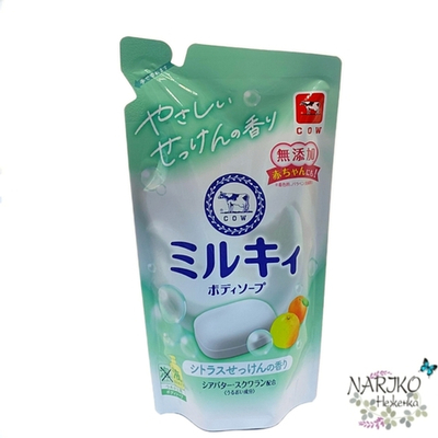 Жидкое молочное мыло для тела c маслом ши COW BRAND Milky Body Soap Свежий цитрусовый аромат, мягкая упаковка 360 мл.