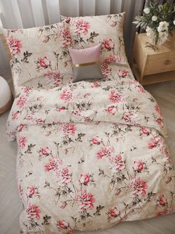 Простынь на резинке перкаль Сказка "Пионы винтаж" 180x200 см