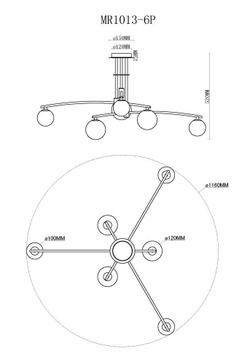 Потолочная люстра MyFar Stacy MR1013-6P, 6 плафонов