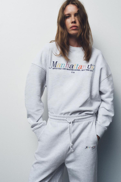 ZARA ТОЛСТОВКА В СТИЛЕ ПРЕППИ, СЕРЫЙ МЕЛАНЖ