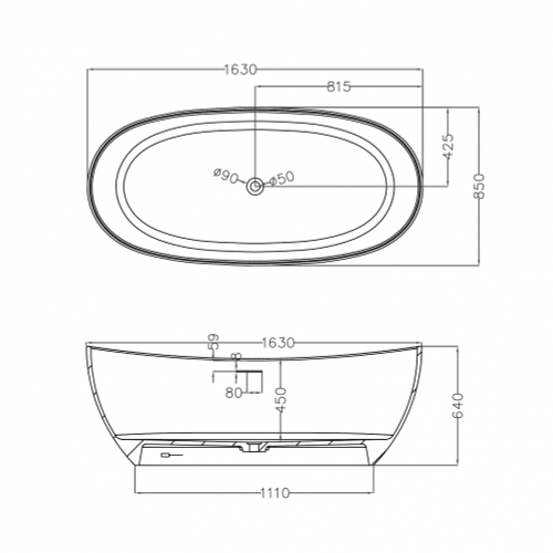 Ванна из искусственного камня ABBER Stein AS9615-1.6 белая матовая