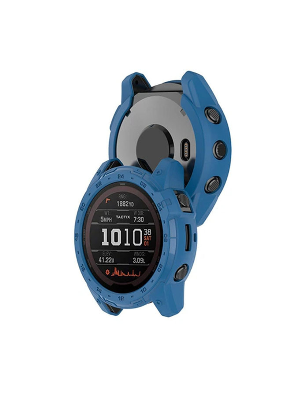 Защитный бампер чехол для часов Garmin Fenix 7X, Tactix 7 / 7 Pro, Enduro 2 материал TPU (Синий)