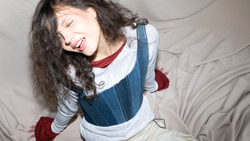 Джинсовый апсайкл корсет с бретелями, синий