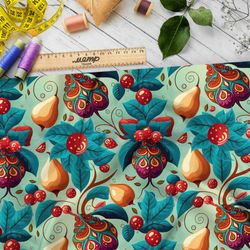 Ткань бифлекс  груши в русском стиле