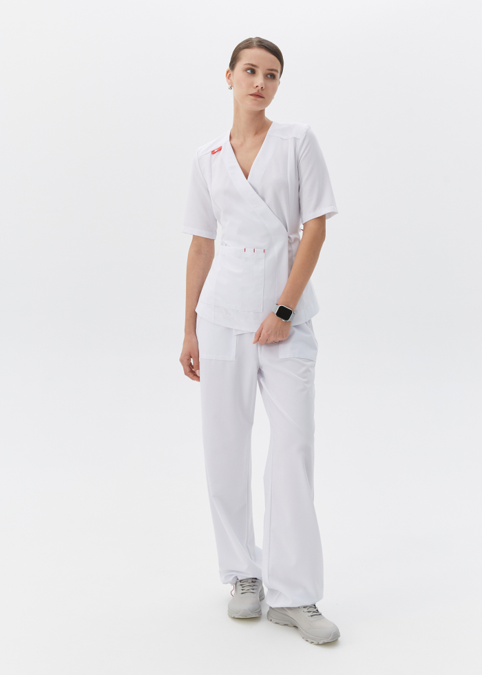 Брюки свободные медицинские женские Йошо, белый
