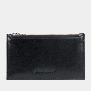 Кардхолдер из кожи козы и аллигатора, черного цвета