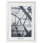 Рамка 21х30 см небьющаяся, багет 14,6 мм, пластик, BRAUBERG "Original Line", белая/золото, 391236