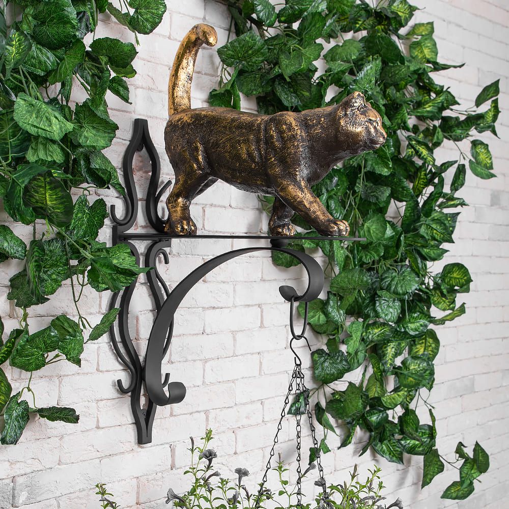 Кронштейн для цветов Кот Welcome Бронза