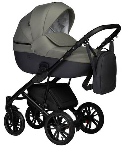 Детская коляска Indigo Mio S 2 в 1 05 т.серая кожа+зеленый