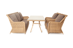 "Гляссе" обеденная группа из искусственного ротанга, цвет соломенный