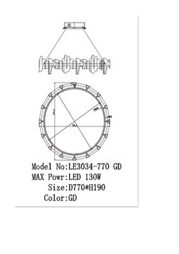 Подвесная люстра LED 130W 3000К LE3034/770 GD золото Jamila Leon