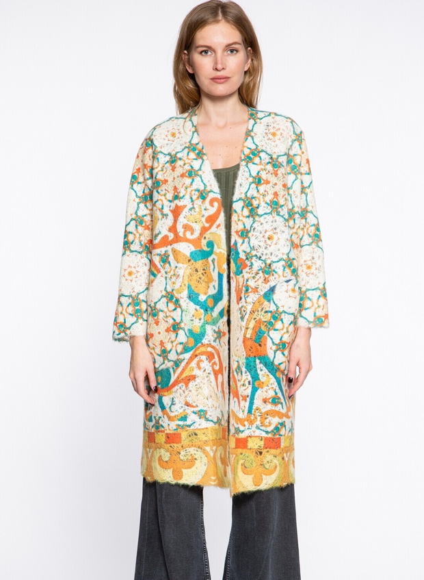 Кардиган "Скифский шик", по мотивам древнего войлочного ковра Пазырыкской культуры восточных скифов, более 2000 тыс. лет