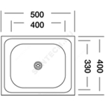 Мойка накладная 500х400х130мм сталь нержавеющая AISI 430 без сифона выпуск 1 1/2" Владикс V-407