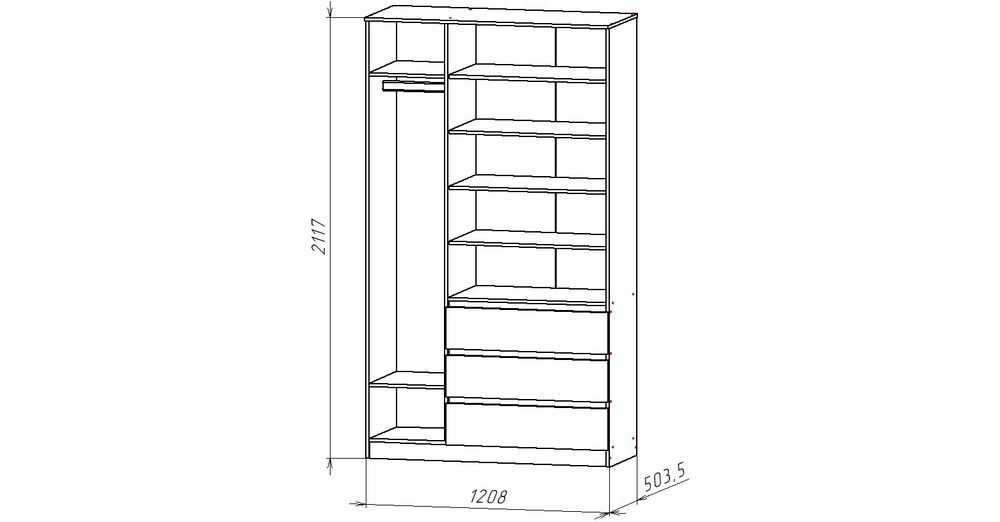 Ницца 02 Шкаф 3-х ств. (ЦРК.НЦ.02)