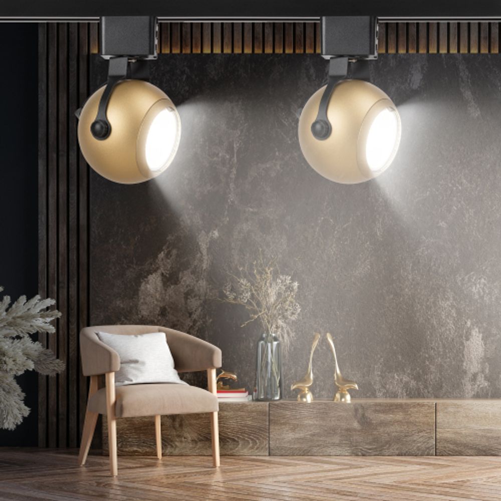 Трековый светильник однофазный ЭРА TR35-GU10 MG под лампу GU10 матовое золото | Однофазные светильники под лампу